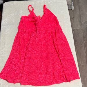 torrid Neon Pink Lace-Trim Chemise Nightdress
